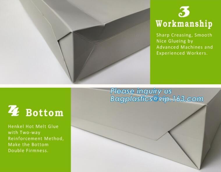 Customized Cut Printed Coated Paper Shopping Bag with Matt Lamination,rope handle custom logo printed white paper bag