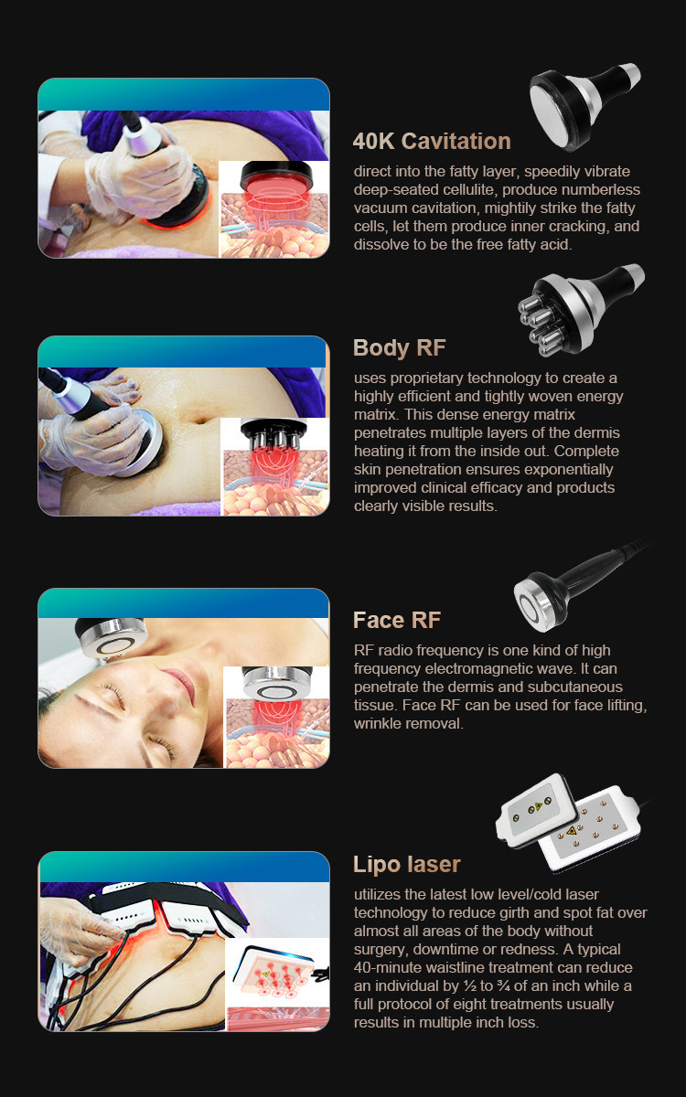 800W 5 In 1 Ultrasonic Cavitation Radio Frequency Slim Machine Vacuum Body