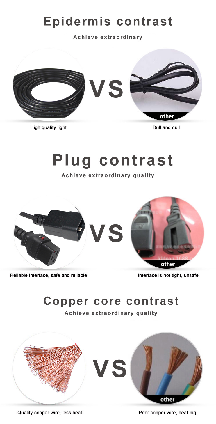 PVC Jacket 3Pin Plug C19 C20 Electric Power Cord Power Supply Extension Cable