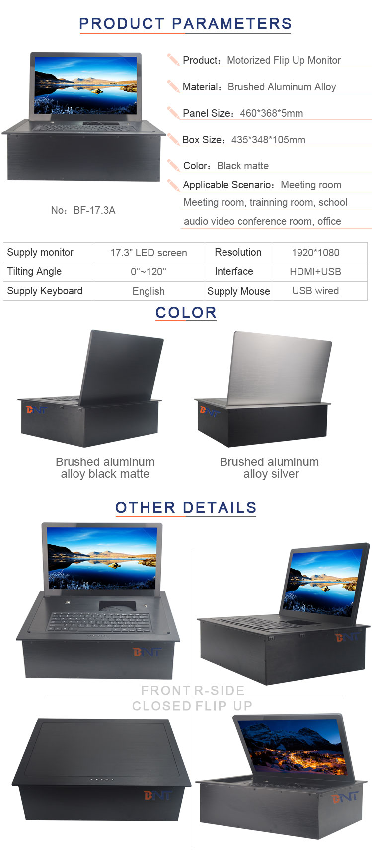 Conference Table Mount Retractable LCD Monitor Motorized Flip up Tuner/Flip up Lift With Conference System