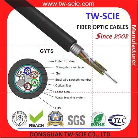 Quality 216 Core Outdoor Rated Fiber Optic Cable , Armored Om3 Fiber Optic Cable Gyts for sale