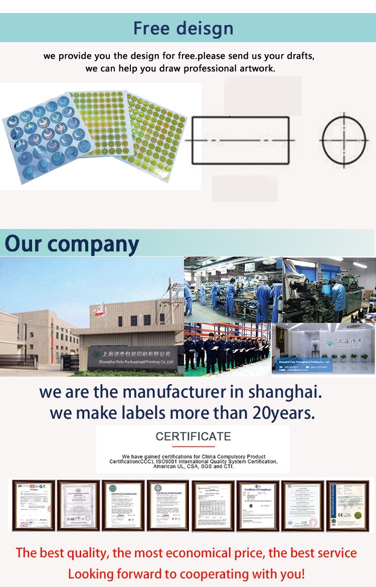 Custom Shapes Brand Protection 3D Holographic Stickers