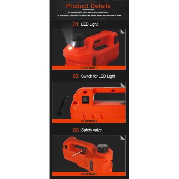 Short Lifting Time Portable 3 Ton 12 Volt Jack 1 Years Warranty