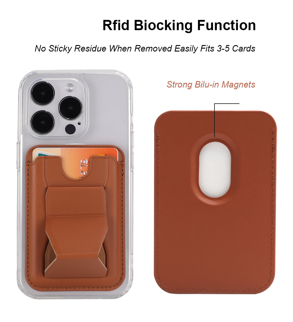 Business Style Magsafe Phone Wallet Gold Brown Magnetic Card Holder For Phone