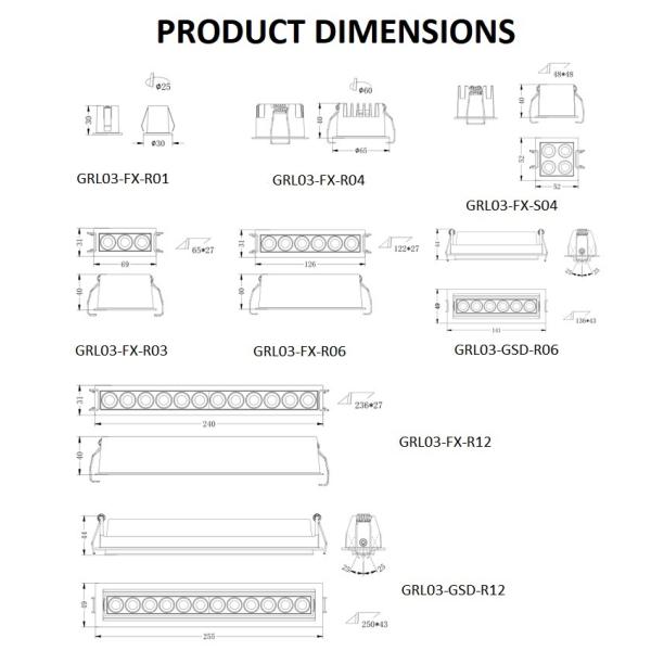 Customize Recessed Linear Spot Light 1100lm 12W Black Adjustable