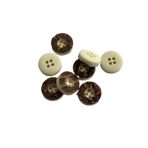 Polyester Fake Shell Buttons With Concave Central Four Hole In 18L For Shirt Sewing