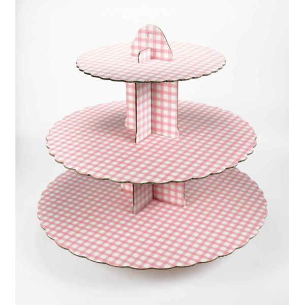 Pure Color Cardboard Tiered Cupcake Stand Offset Printing Solid Structure