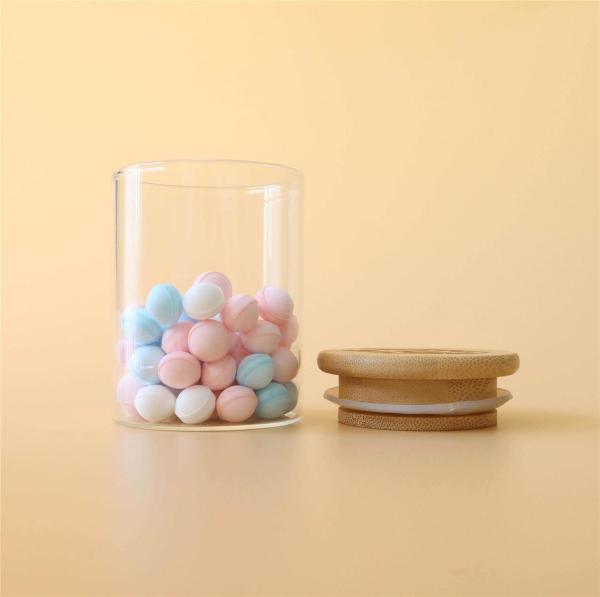 Quality 3oz Wood Suction Lid Borosilicate Glass Jar Canister For Storage Display for sale