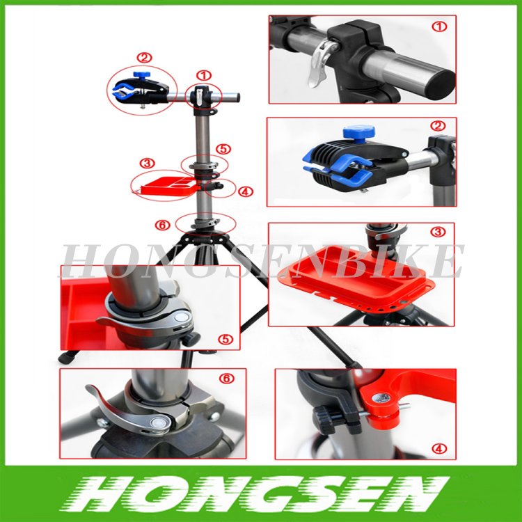 Foldable bike repair rack adjustable bike repair stand