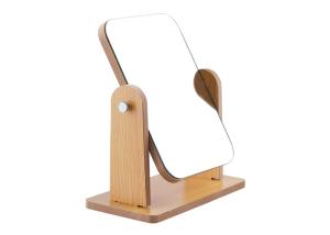 China Wooden Rotatable Round Table Mirror Rectangle Double Sided Makeup Mirror wholesale