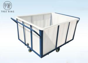 China White 1000kg Rotational Poly Box Truck , Heavy Duty Wheelie Poly Laundry Carts wholesale