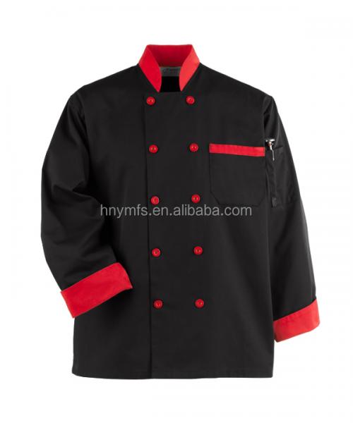 The most popular and cheapest custom made long sleeve white/black hotel uniform for chefs