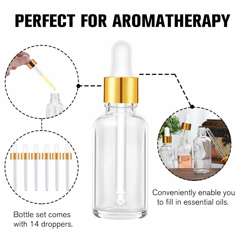 Transparent Empty Essential Oil Bottles Large Mouth Bottleneck Design
