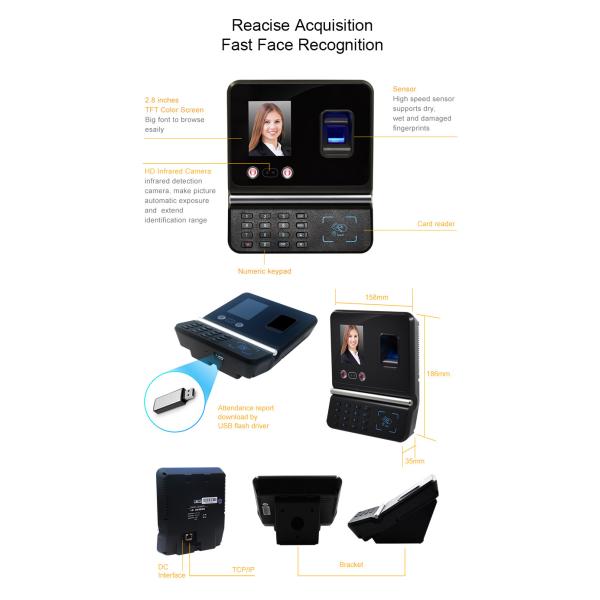 Battery Operated 2.8 inch Face Recognition Attendance Machine