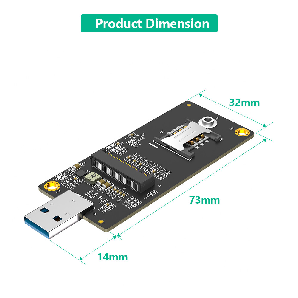 NGFF(M.2) Key B To USB 3.0 Adapter With SIM 6pin Slot For WWAN/LTE ModuleHigh Speed Transmission Without Delay
