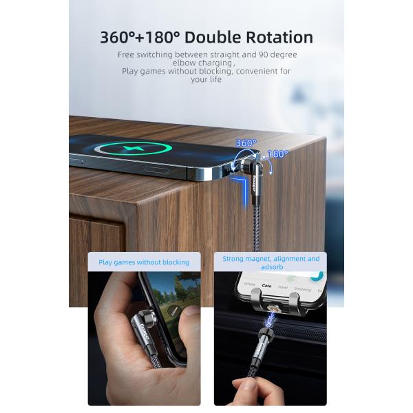 Universal Micro USB Magnetic Cables 1M 2M 540 Rotation With Data Transfer