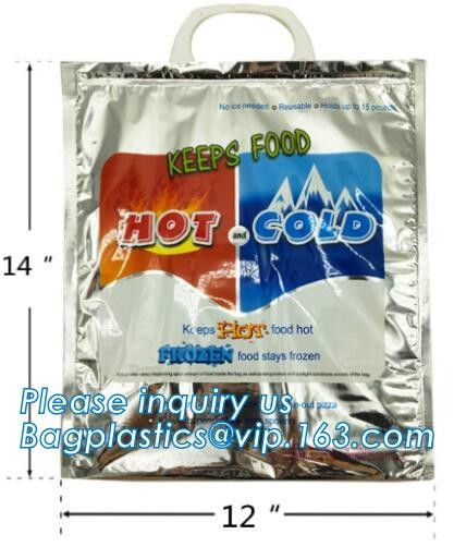Custom Packing Aluminum Foil Zip-Lock Grocery Handle Thermal Insulation Cooler Bag For Outdoors,Promotional Insulated La