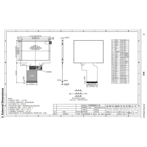 320x240 3.5" TN Ips Tft Screen 1000nits High Backlight Lcd Panel