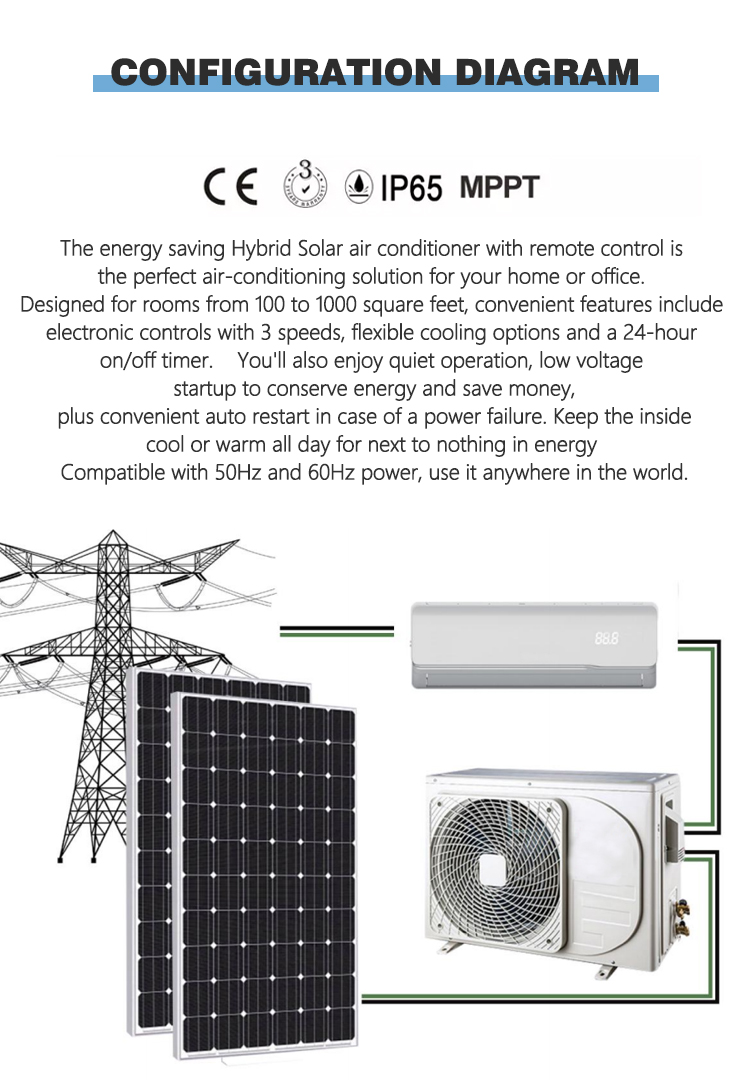 Wall Mounted 12000 Btu Solar Air Conditioner Vacuum Tube Off Grid Small Solar Ac Air Conditioner 24 Volt Solar Air Conditioner