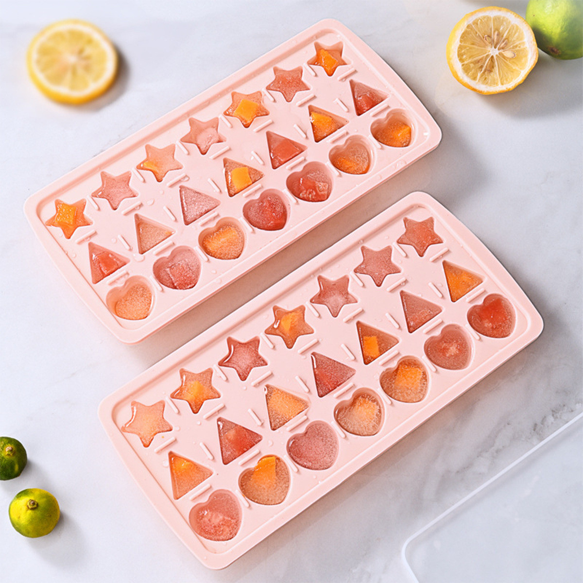 Ice Cube Trays 4 Pack, 56 Pcs Silicone Ice Cubes Tray Maker With Spill-Resistant Removable Lid, Easy Release & Pop Out, LFGB And BPA Free, Stackable