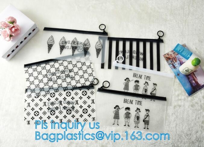 Custom waterproof pvc slider zipper wet bikini bag, zipper lock slider bag/resealable pvc slider zip poly bag, resealabl