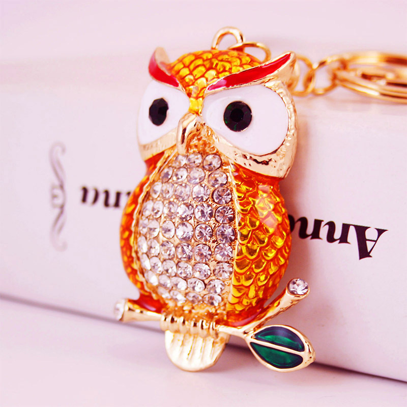 Owl Personalized Bling Wristlet Keychain 50mm Irregular Shaped