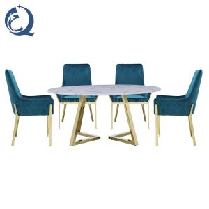 Marble Top SS Dining Tables With Chairs 60 Mid Century 0.41m3/pc