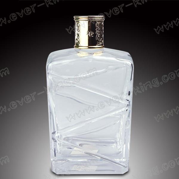 Metal Label Screen Printing 1.5L Rum Glass Bottle