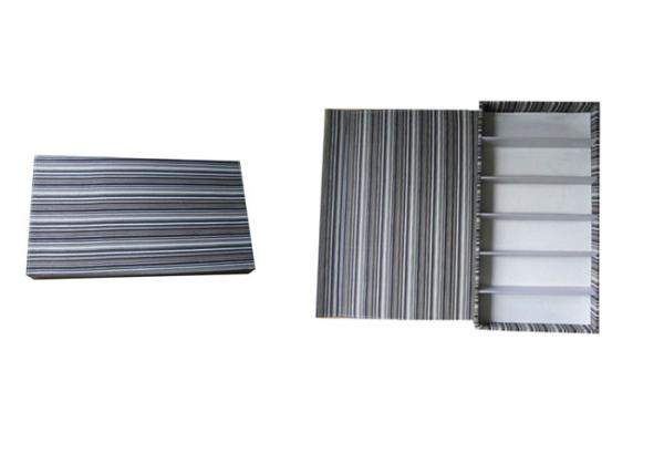 Quality Fabric Cloth Striped Texture Sunglass Box Display With 6 Slot Collector for sale