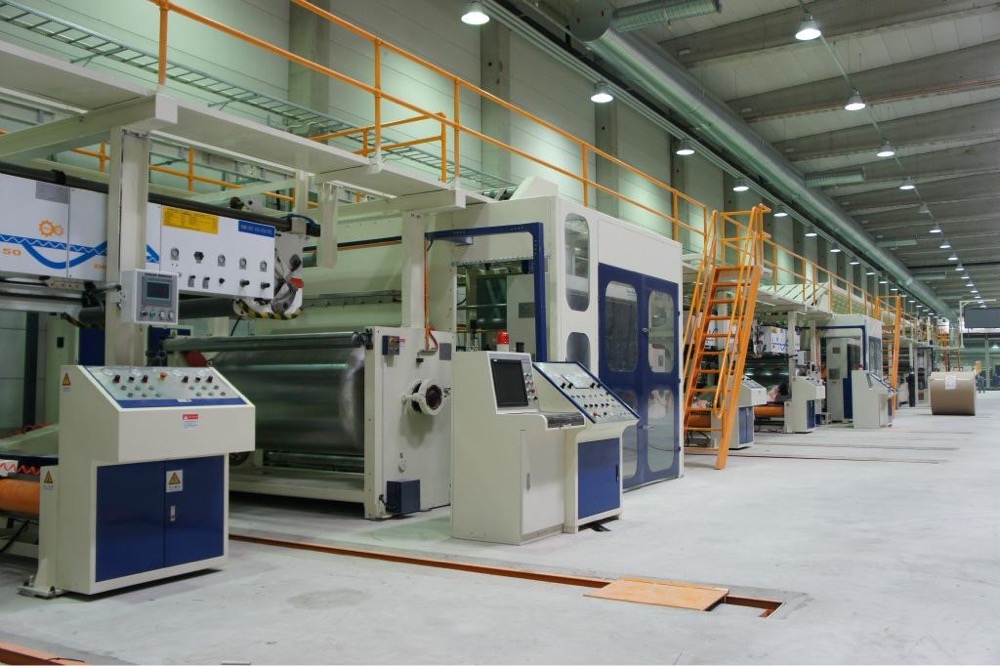 Electric Driven Fully Automatic Single Facer Corrugated Cardboard Production Line