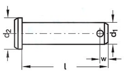 6 x 30 Nickel Flat Head Stainless Steel Clevis Pin With Split Pin Hole DIN 1444 Standard