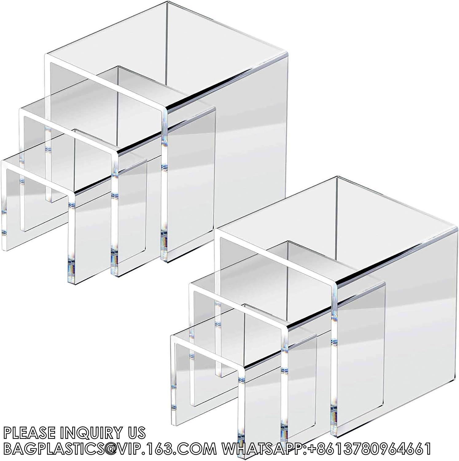 Acrylic Display Boxes Clear Cube Riser Transparent Display Cases For Collectibles 5 Sided Acrylic Cube Organizer
