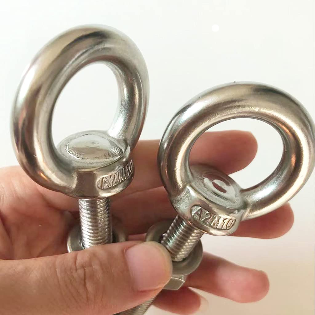 JIS Standard Corrosion-Resistant Stainless Steel Thread Lifting Ring Shoulder Eye Bolts 3/8" X 2.75" with Nuts and Washer