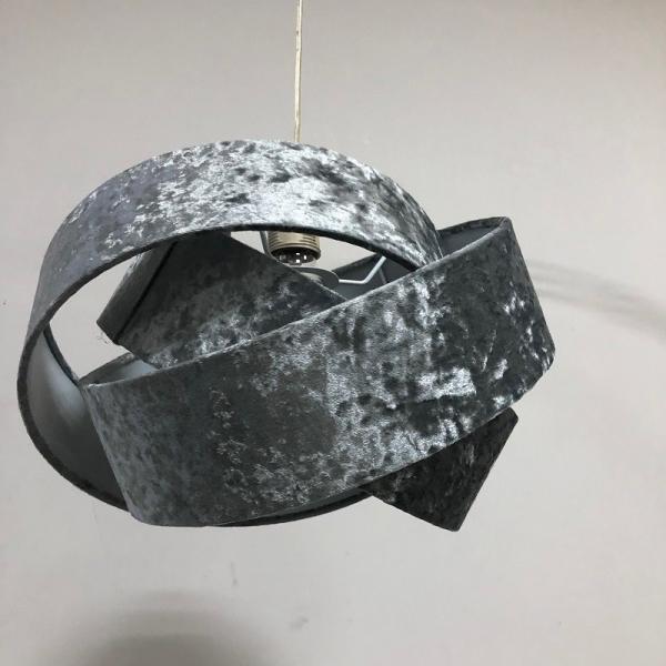 Quality Grey velvet twine globe Hardback Lamp Shade for sale