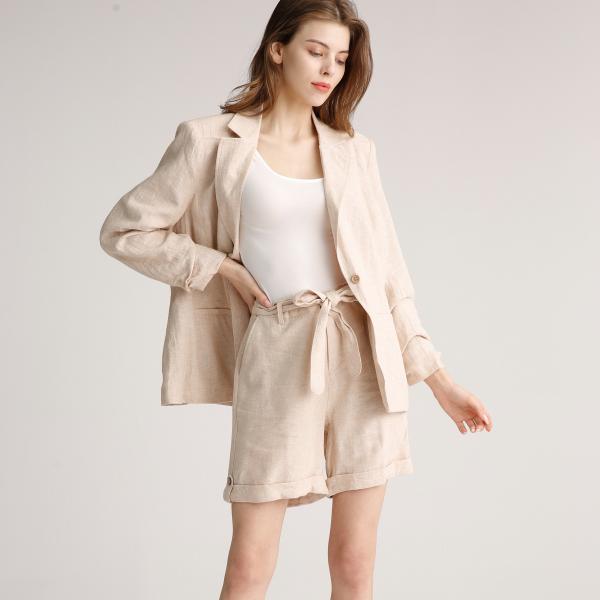 Quality Women'S Top Blazer Casual Solid Color Jacket Linen Small Suit for sale