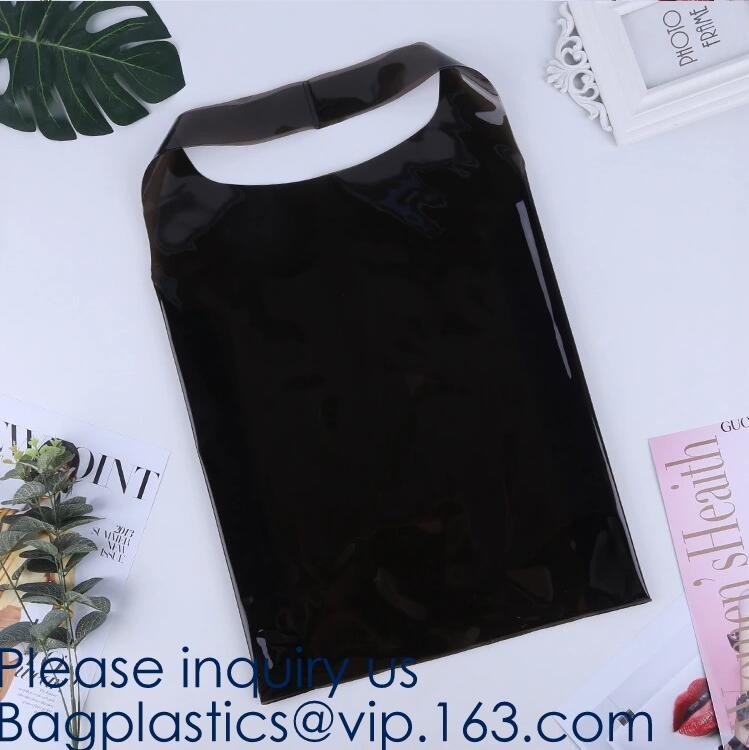 Transparent PVC Blanket Bag/Plastic Shopping Bag/Packaging Bag With Black Woven Trim And Webbing Handle, bagease, packag