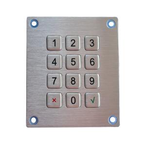 China SUS304 Brushed Metal Numeric Keypad IK09 12 Keys Compact Format For Bank Kiosks wholesale