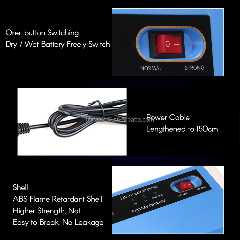 Connector Current Protection Full Automatic 12V/24V 10A 5A Car Battery Charger for Motorcycle Lead Acid Battery Output