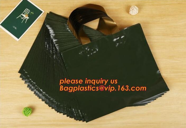 Promotional customized high quality soft loop plastic cloth bag,manufacturer custom soft loop handle polyethylene PE pla