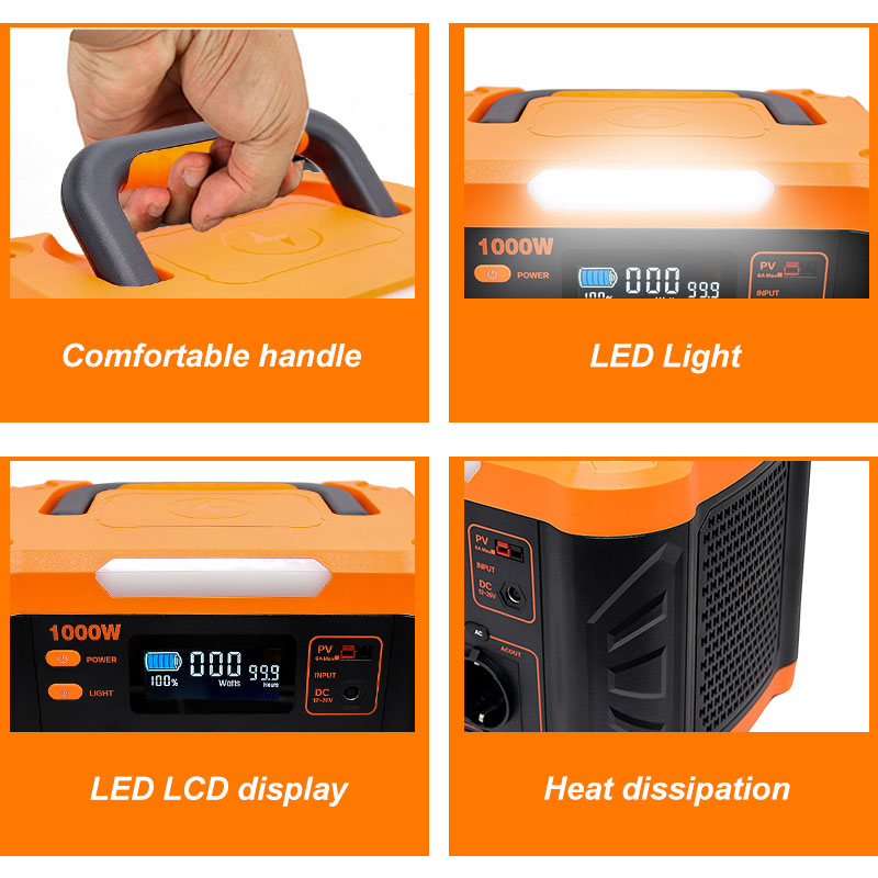 1kw Portable Power Station Portable Solar Power Supply 799.2wh Wireless Charging