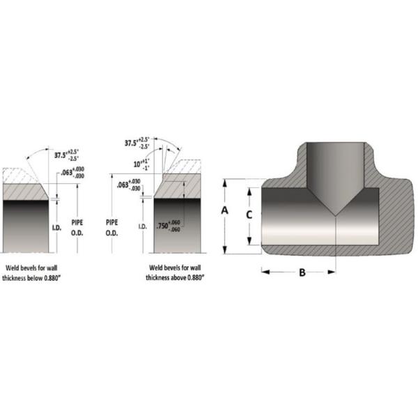TOBO Highest click Carbon Steel MSS SP-75 WPH Y-56 Cushion Tee / Target Tee Seamless 1/2'' - 4'' ASME B16