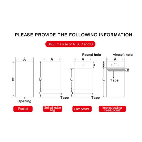 Self Adhesive Seal Plastic Bag OPP clear Poly Bag with hole header