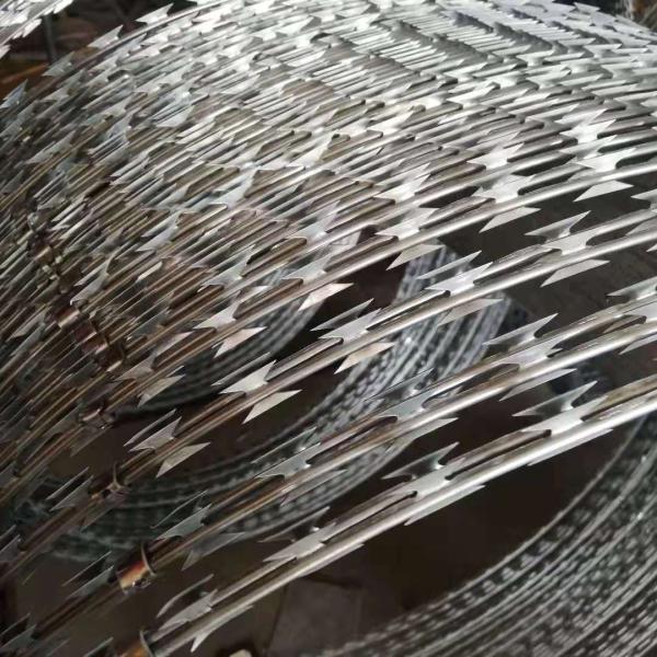 High Grade BTO 22 Razor Wire Fence 500mm Coil Diameter Concertina Blade Wire