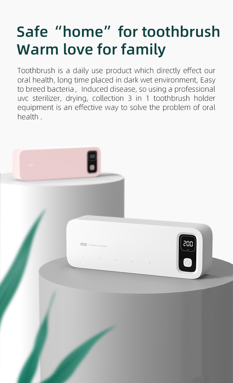 2000mah Battery Smart Toothbrush Disinfection Case with 5 Toothbrush Positions