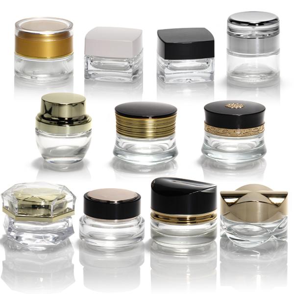 Luxury Glass Cream Jars Transparent Round With Lid Skincare Face Cream Cosmetic Packaging