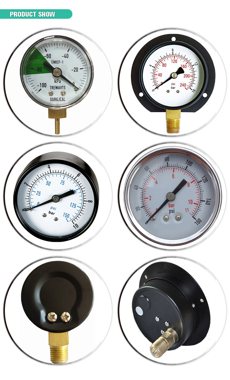 China factory low price air pressure test natural gas general 60mm bottom entry 1/4"bsp biogas pressure gauge