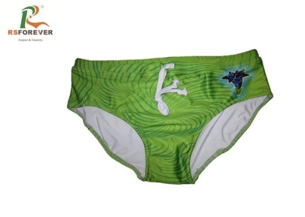 Quality Printed Green Mens Bikini Swimwear With LightWeight Environmental Lycra for sale