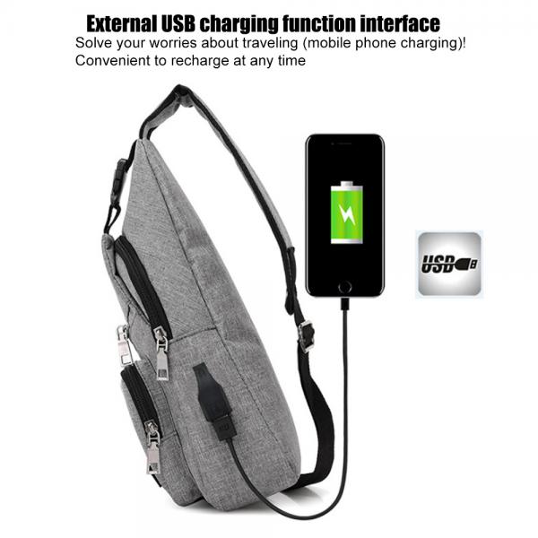 Men Anti Theft Chest Bag Short Trip Messengers Bags USB Charging Crossbody
