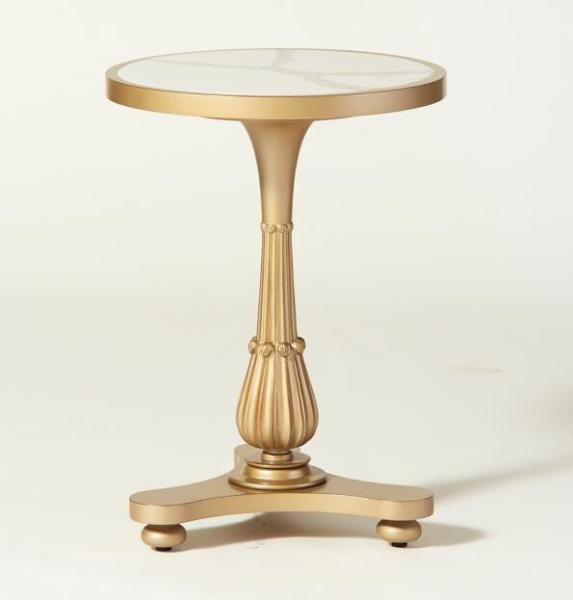 Quality Stone top antique gold finish wooden side table/coffee table/end table for hotel bedroom furniture for sale