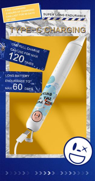 Hot Sale Baby Care Waterproof Soft Sonic Electric Toothbrush For Children With Diy Stickers